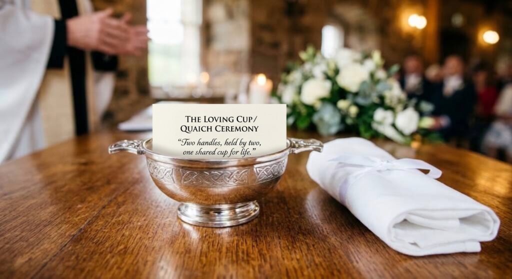 An AI generated image of a two-handed loving cup used for a special wedding ceremony event.