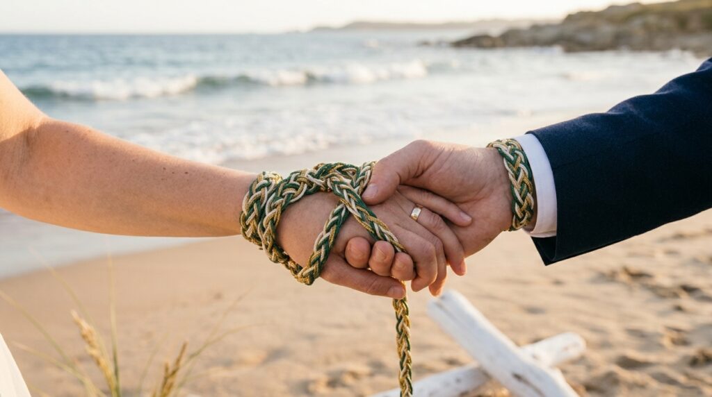 An AI generated imaged of a Handfasting ceremony event.